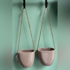 Target Set of 2 Hanging Planters Ceramic Pink Mauve NEW Decor Planter Window